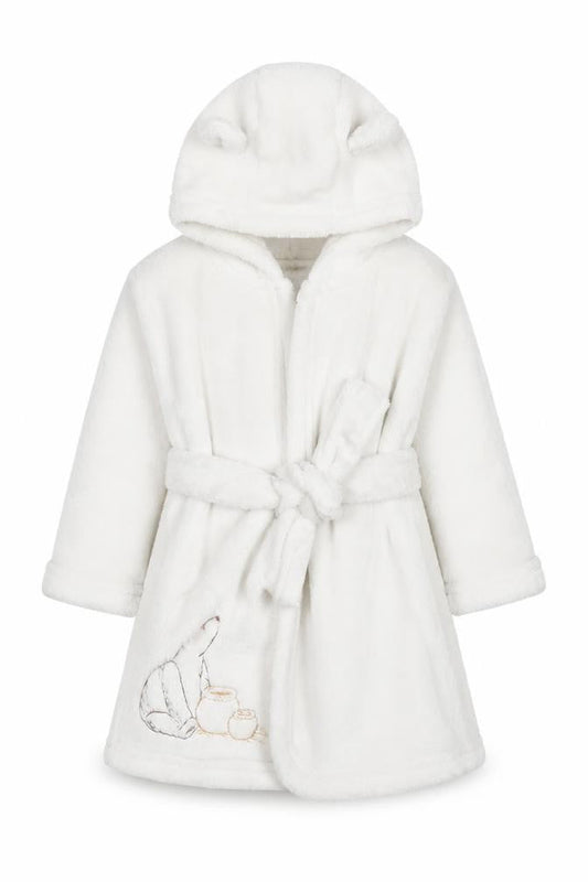 Tu Disney Classic Pooh White Fleece Hooded Baby Robe 9-12 Months