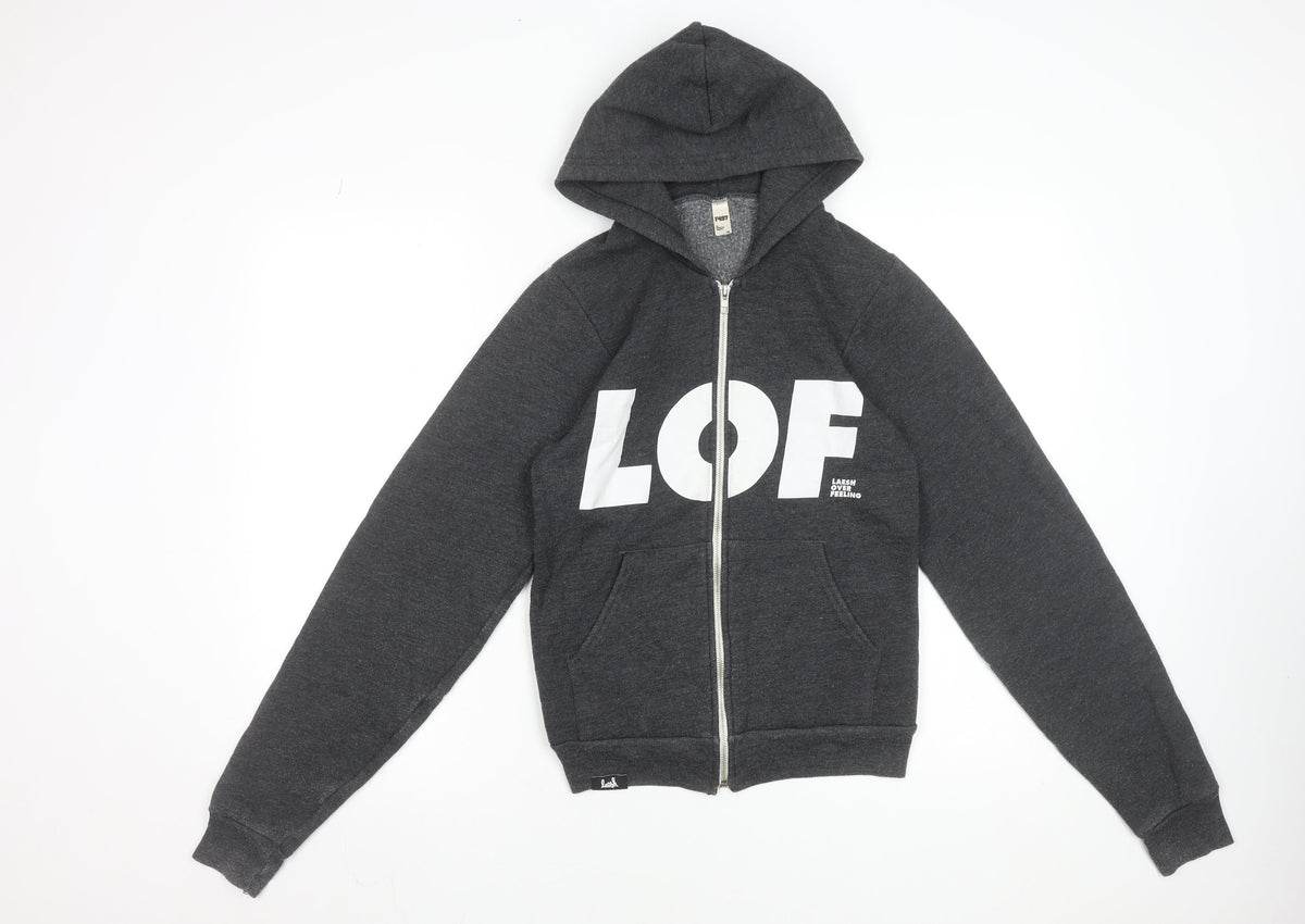 American Apparel Women Dark Grey Full Zip Hoodie XS Cotton Blend 