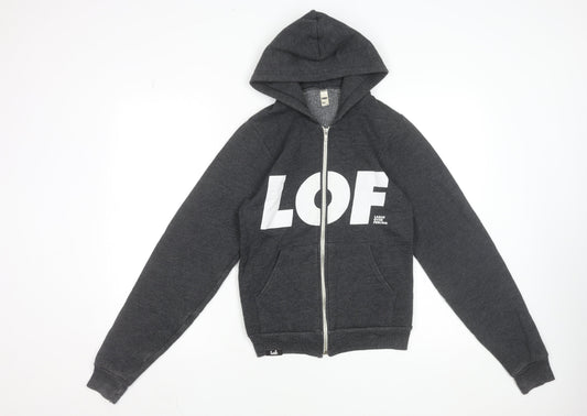 American Apparel Women Dark Grey Full Zip Hoodie XS Cotton Blend