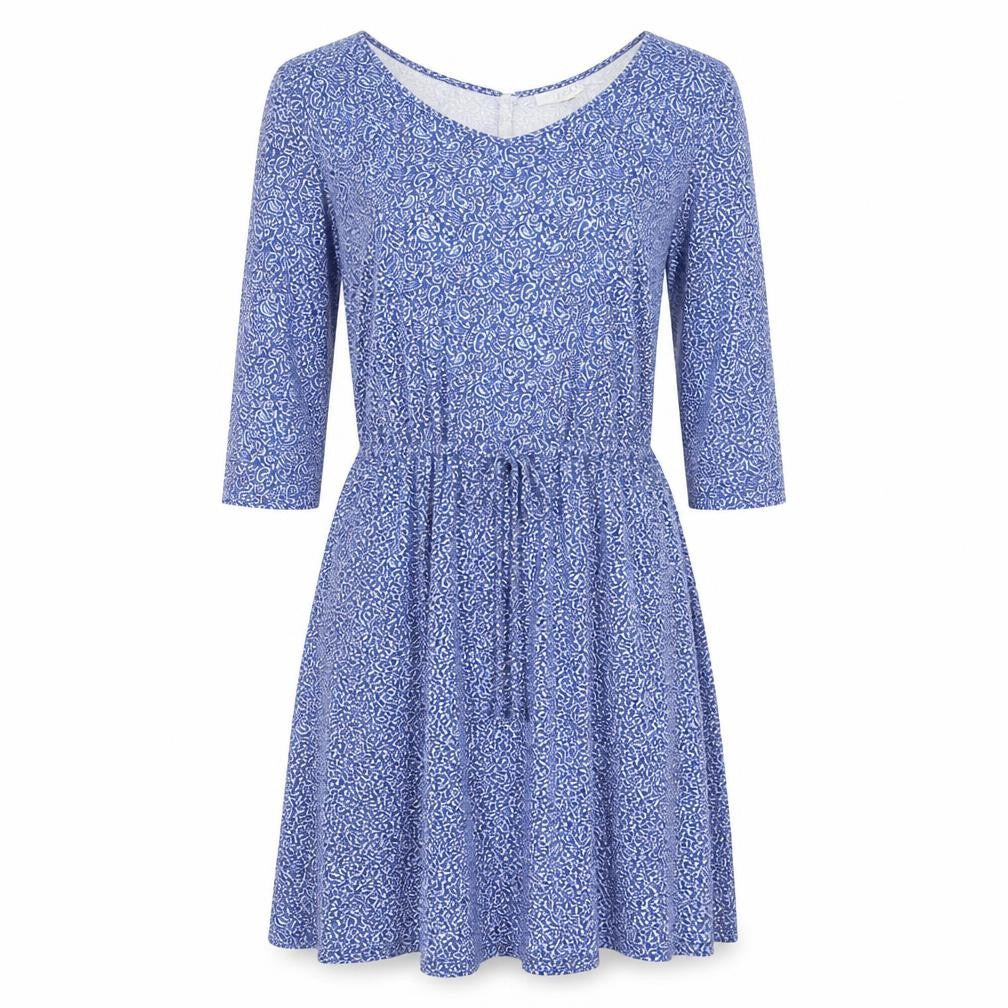 ESPRIT Women Blue Floral Fit & Flare Knee Length Dress L