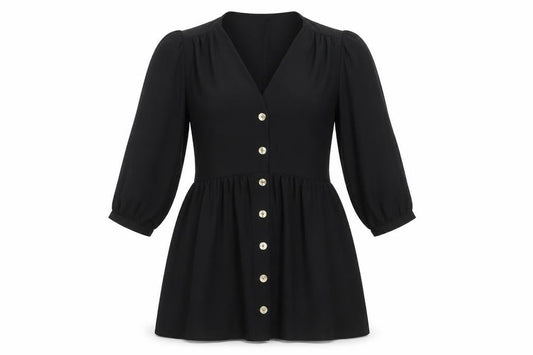 New Look Women Black A-Line Short Button Dress Size 12