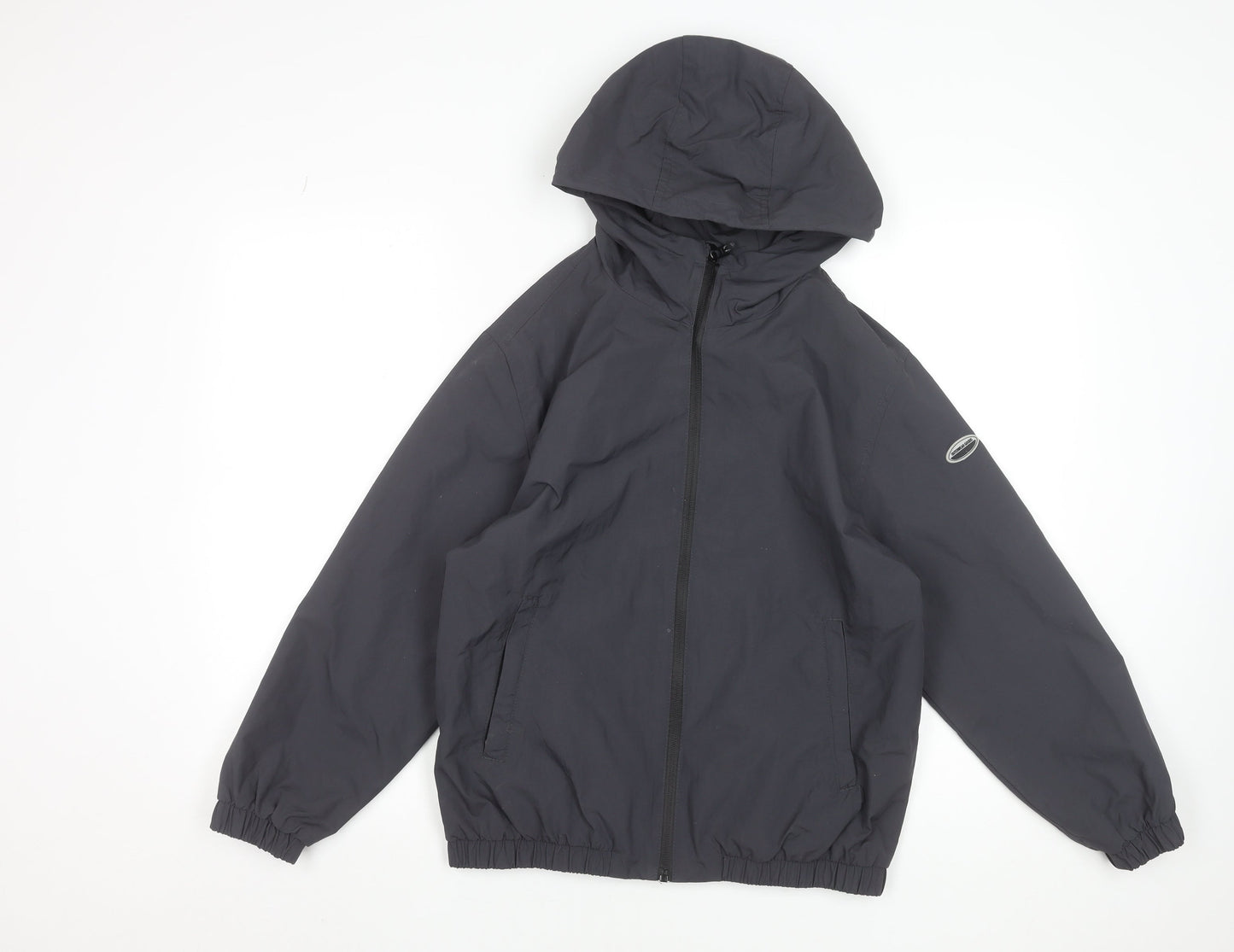 Zara Boys Grey Hooded Windbreaker Jacket 11-12 Years Full Zip Lightweight