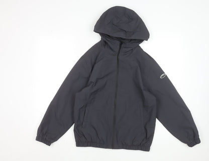 Additional front view of Zara boys’ grey hooded windbreaker jacket 11-12 years full zip lightweight