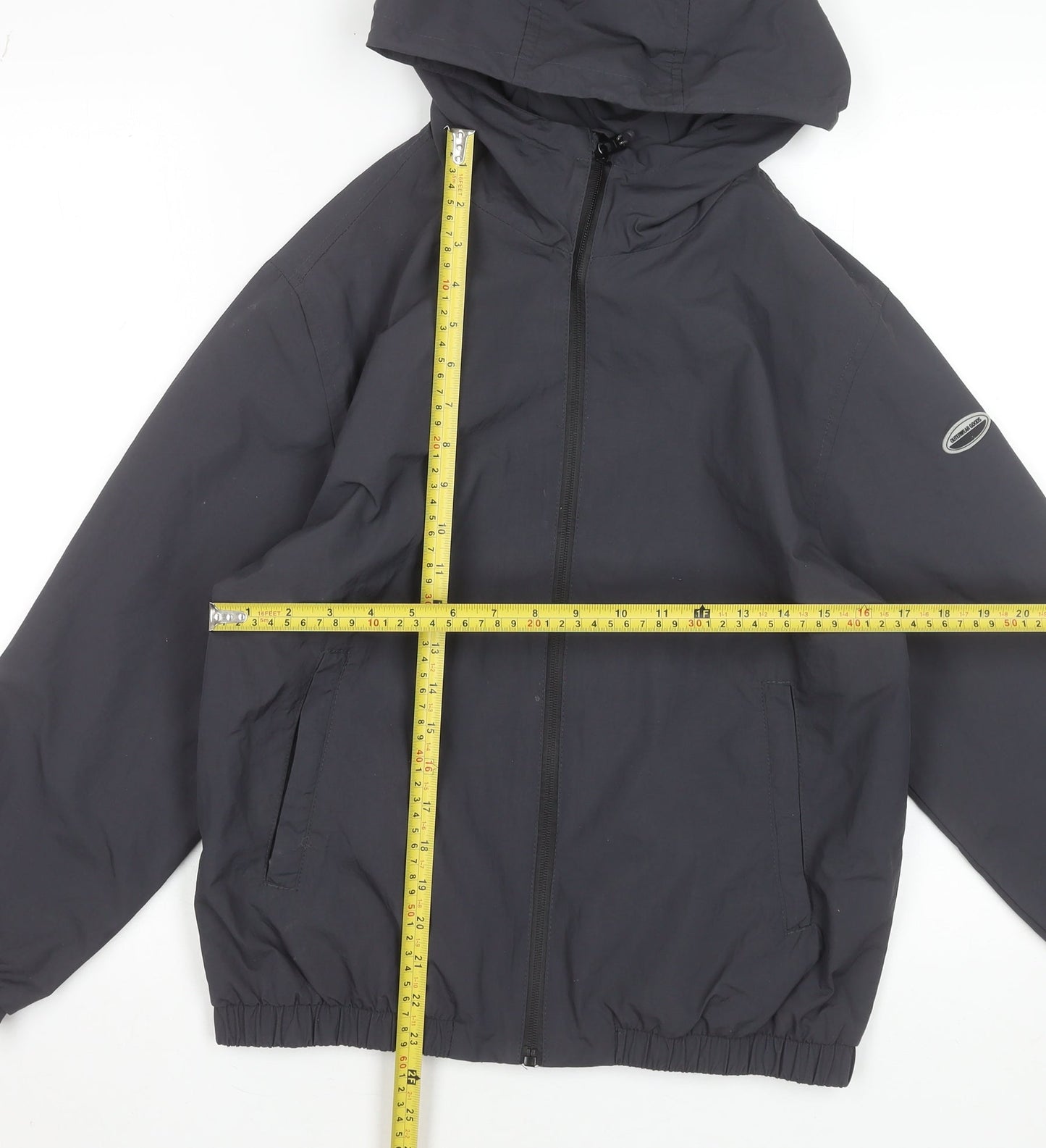 Zara Boys Grey Hooded Windbreaker Jacket 11-12 Years Full Zip Lightweight
