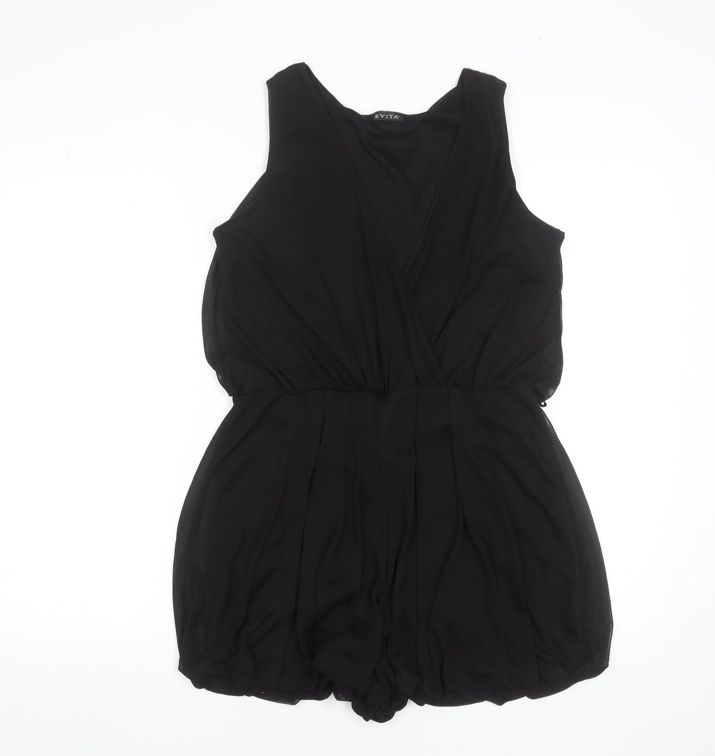 Evita Women’s Black Size 12 Sleeveless Chiffon Playsuit