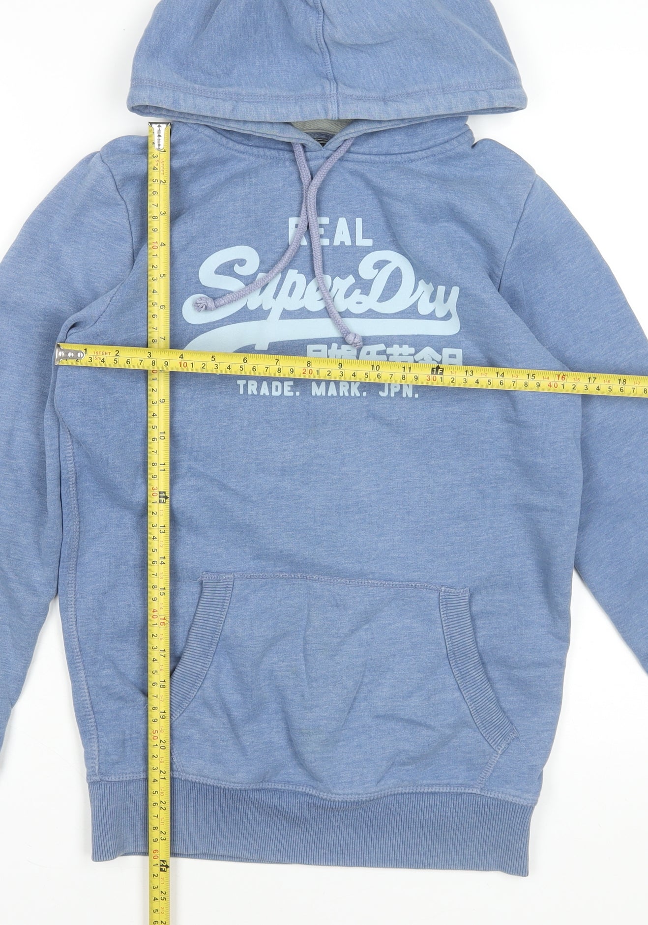 Superdry Men's Blue Pullover Hoodie Size S Vintage Logo Sweatshirt