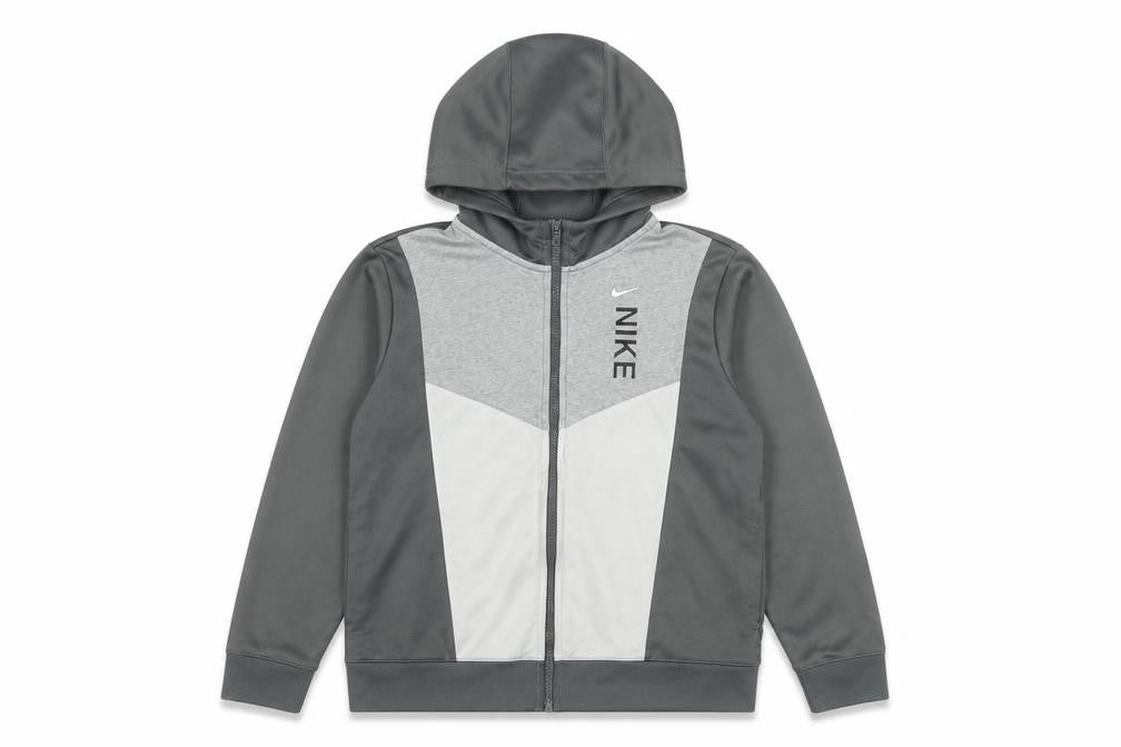Nike Boys Grey Full Zip Hoodie Size L Colourblock Sportswear