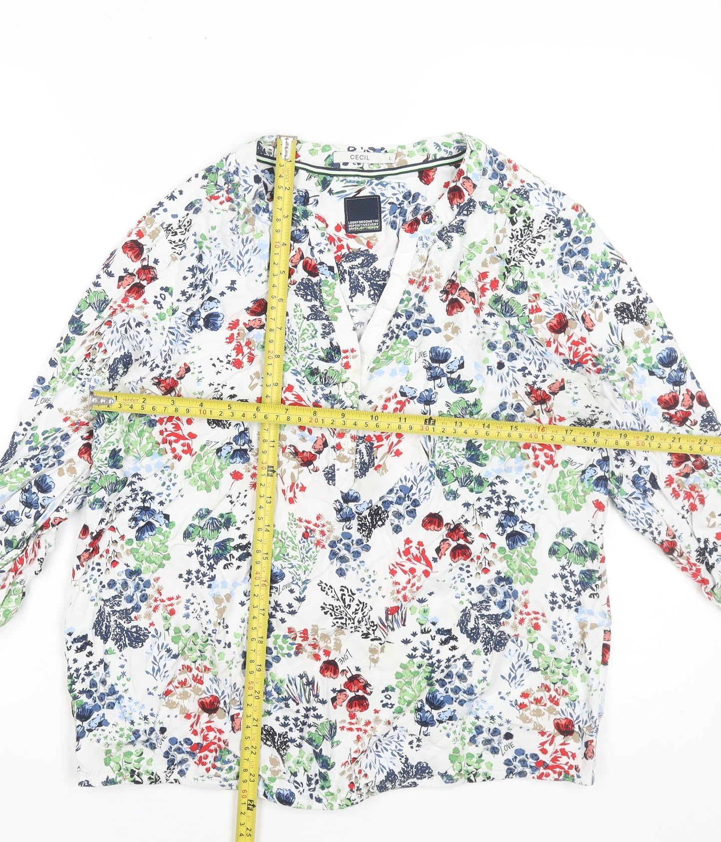 CECIL Womens Multicoloured Floral Tunic Blouse Size L Viscose