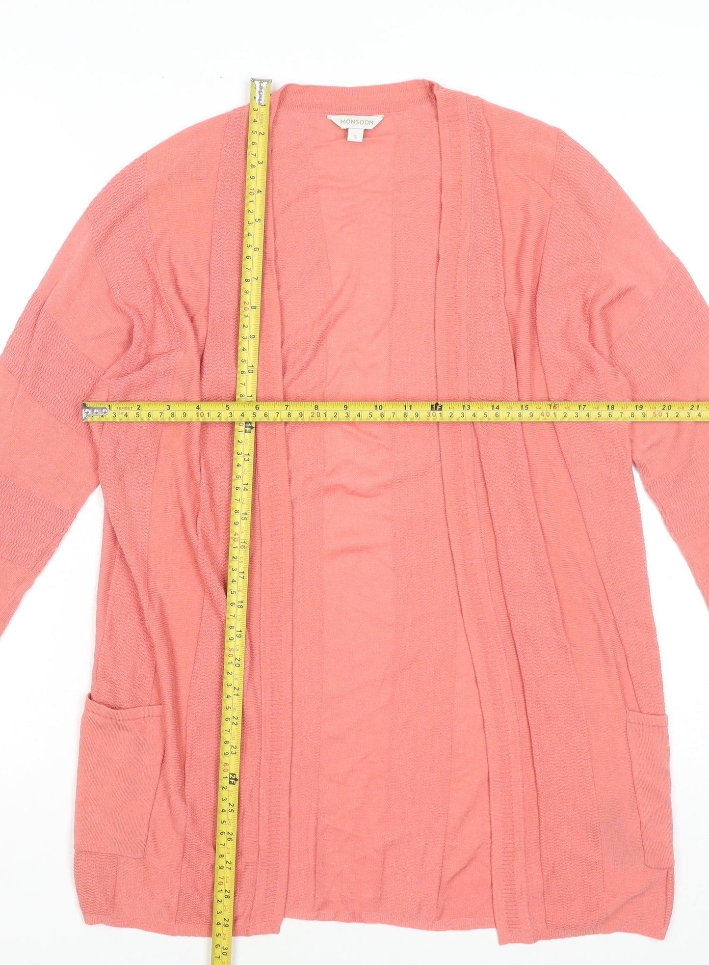 Monsoon Women Pink Long Sleeve Knit Cardigan Size S