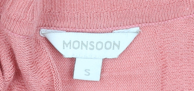 Monsoon Women Pink Long Sleeve Knit Cardigan Size S