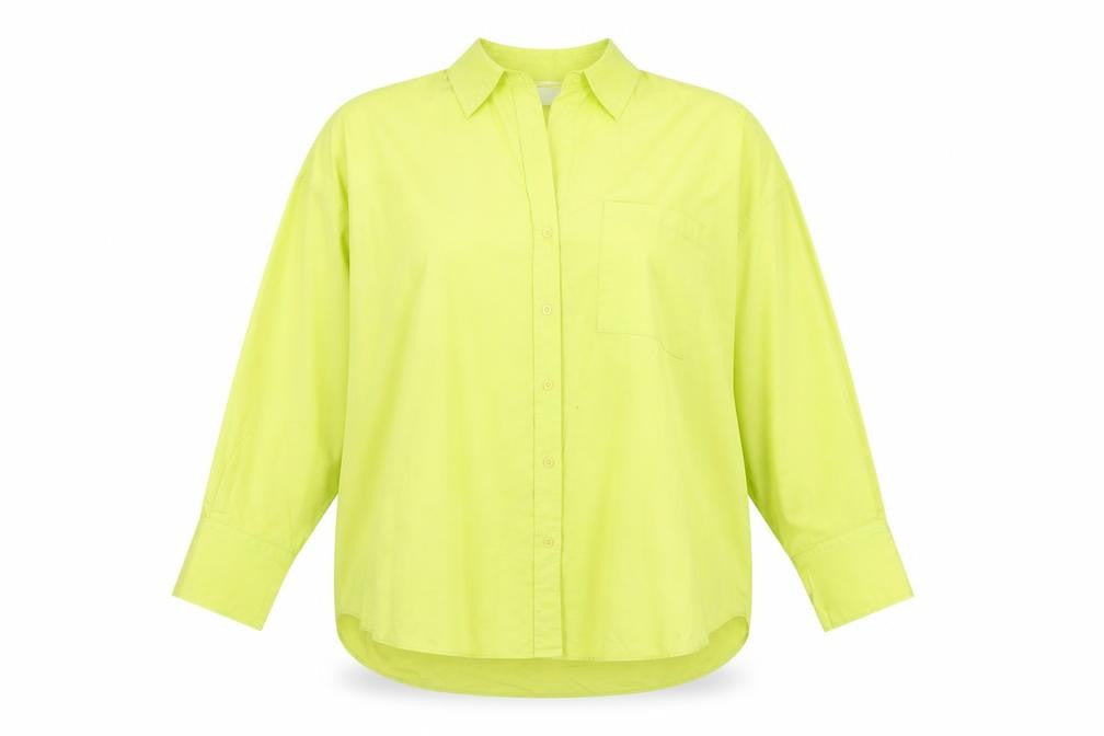 The Shirt Company Women Lime Green Cotton Stretch Long Sleeve Button-Up Blouse UK 16