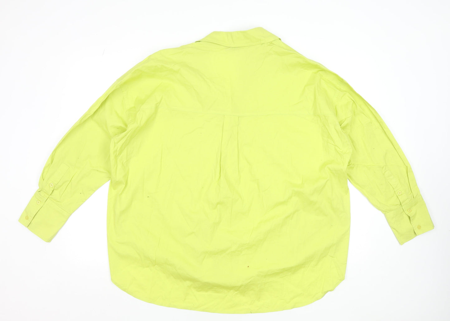 The Shirt Company Women Lime Green Cotton Stretch Long Sleeve Button-Up Blouse UK 16