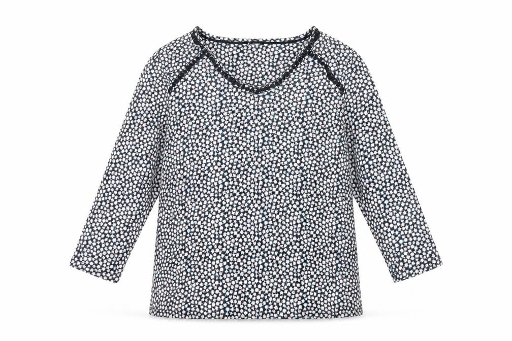 Spirit Womens Navy Floral 3/4 Sleeve Viscose Tunic Blouse Size 14