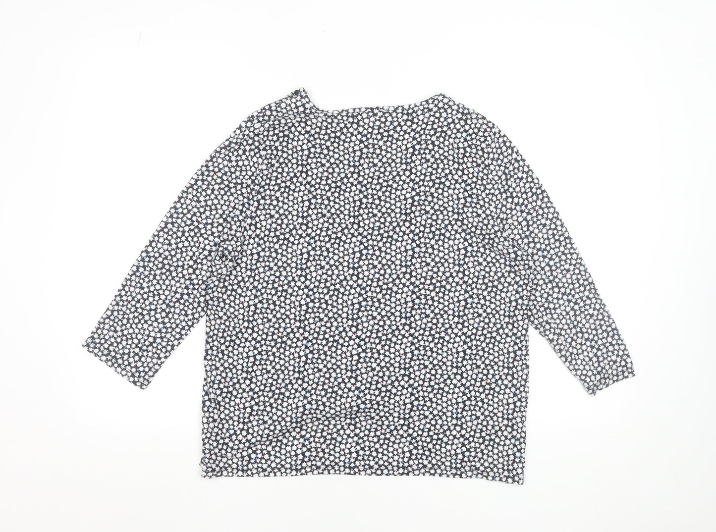 Spirit Womens Navy Floral 3/4 Sleeve Viscose Tunic Blouse Size 14