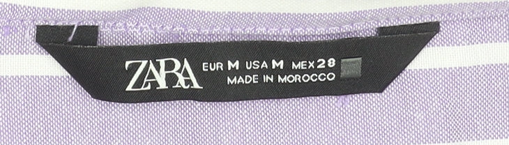 ZARA Women's Purple Striped Button-Up Shirt Size 12 Long Sleeve
