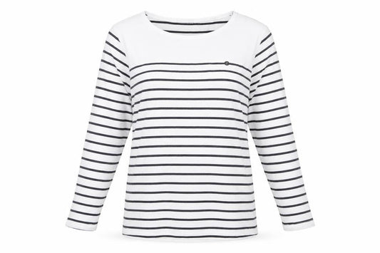 Intuition Women’s White & Navy Striped Cotton Long Sleeve T-Shirt Size 12/14