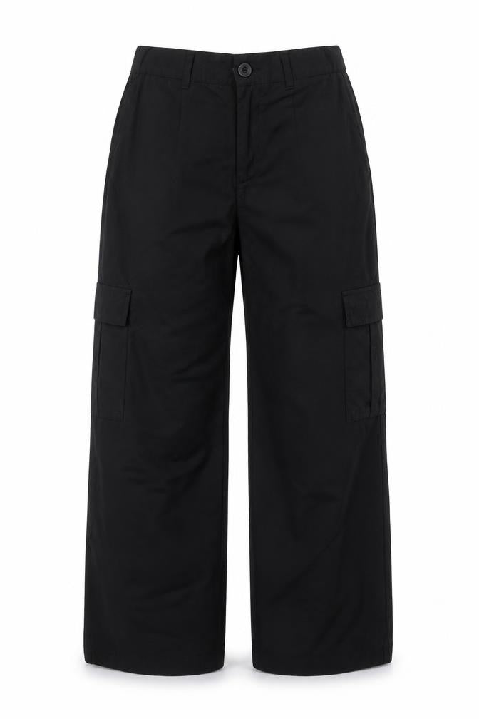 Pull & Bear Women's Black Cargo Trousers Size S Polyester Viscose