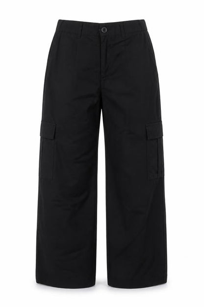 Pull&Bear Women's Black Cargo Trousers Size S Polyester Viscose