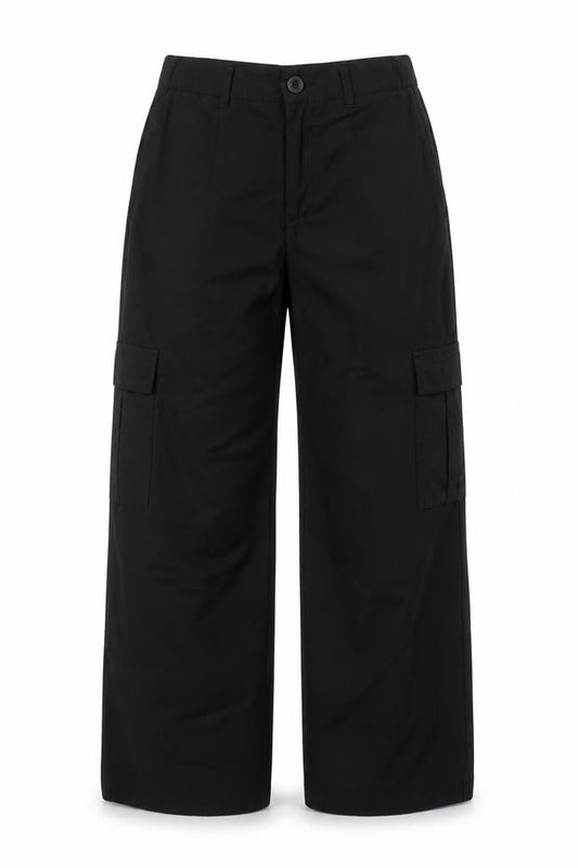 Pull&Bear Women's Black Cargo Trousers Size S Polyester Viscose