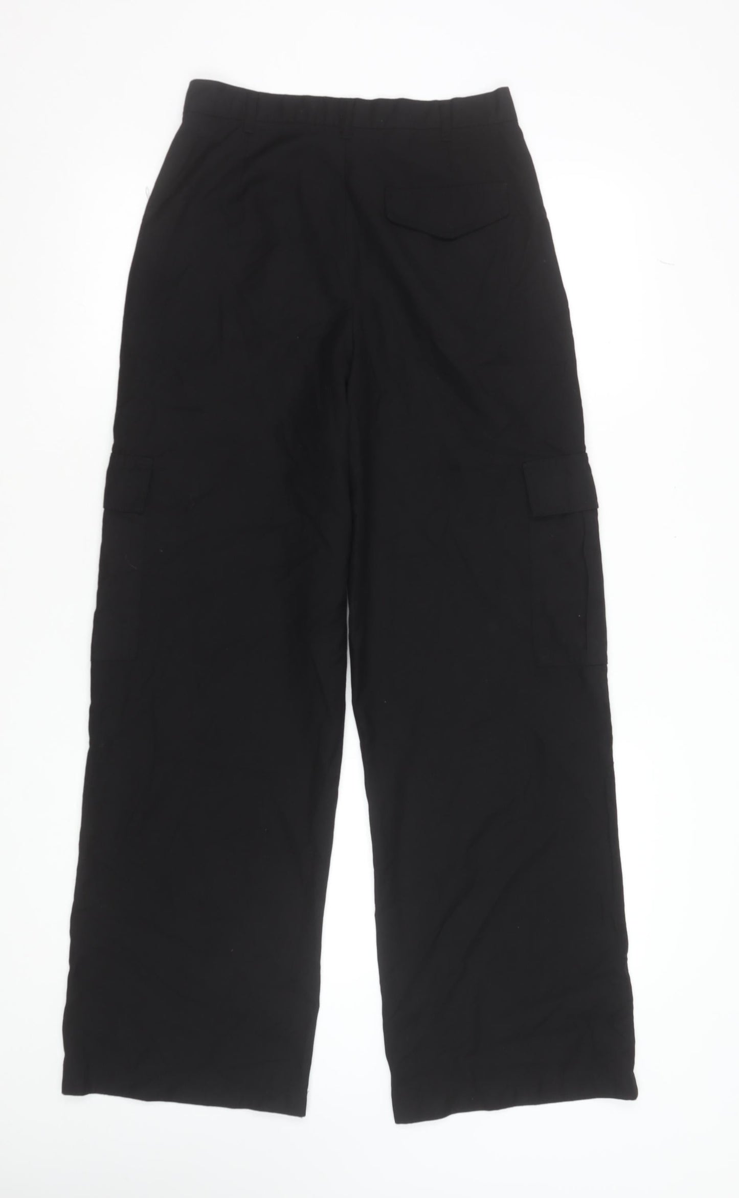 Pull & Bear Women's Black Cargo Trousers Size S Polyester Viscose