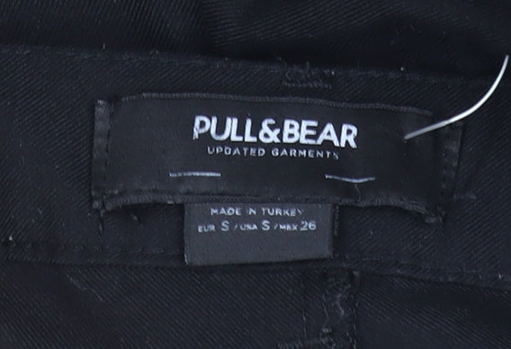 Pull & Bear Women's Black Cargo Trousers Size S Polyester Viscose