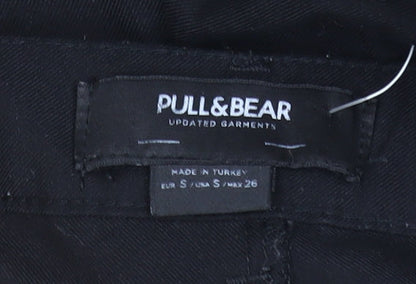 Pull&Bear Women's Black Cargo Trousers Size S Polyester Viscose