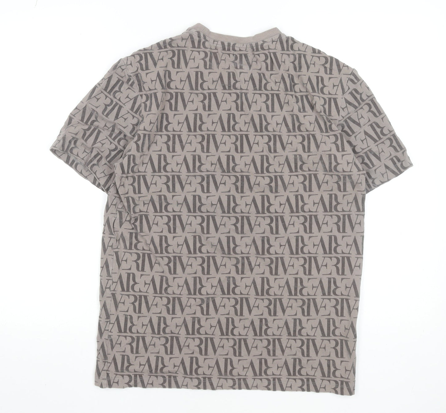 River Island Men's Beige Logo Graphic Cotton T-Shirt Size S