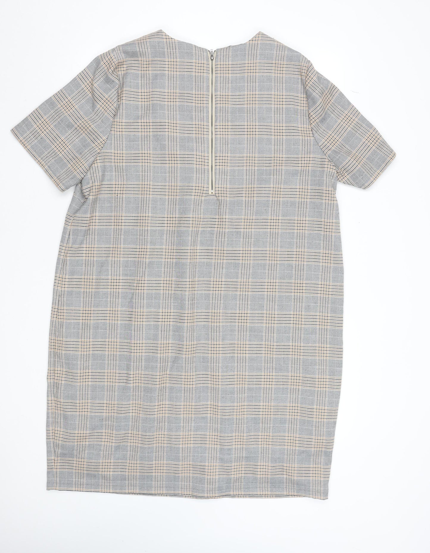 Next Women Grey Check Shift Dress Size 20 Short Sleeve Workwear