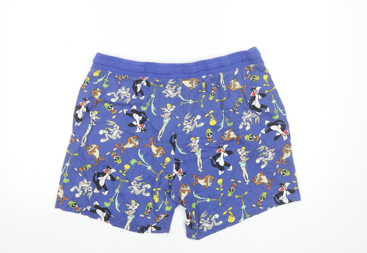 Warner Bros Mens Blue Looney Tunes Cartoon Print Sweat Shorts XL