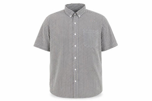 Dunnes Men’s Grey Check Short Sleeve Button-Up Shirt XL