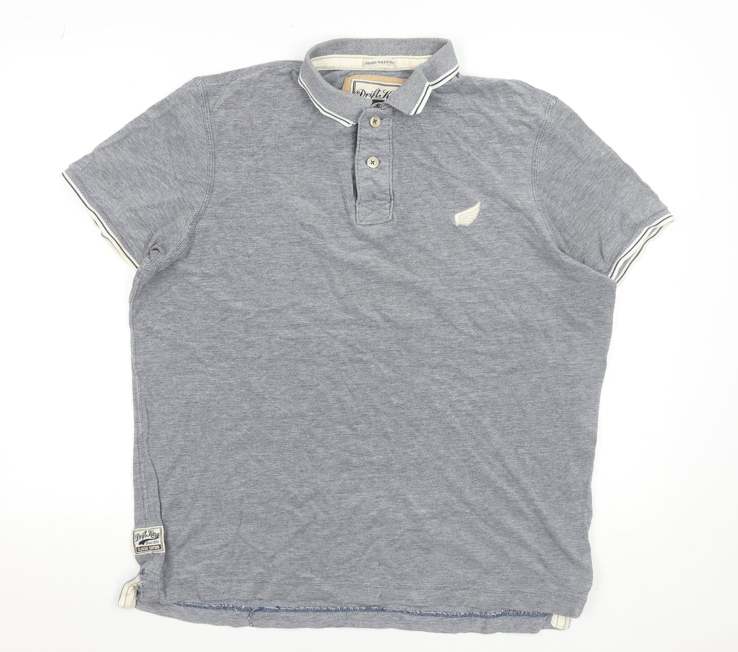 Drift King Men's Blue Cotton Polo Shirt Size L Casual Short Sleeve