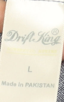 Drift King Men's Blue Cotton Polo Shirt Size L Casual Short Sleeve
