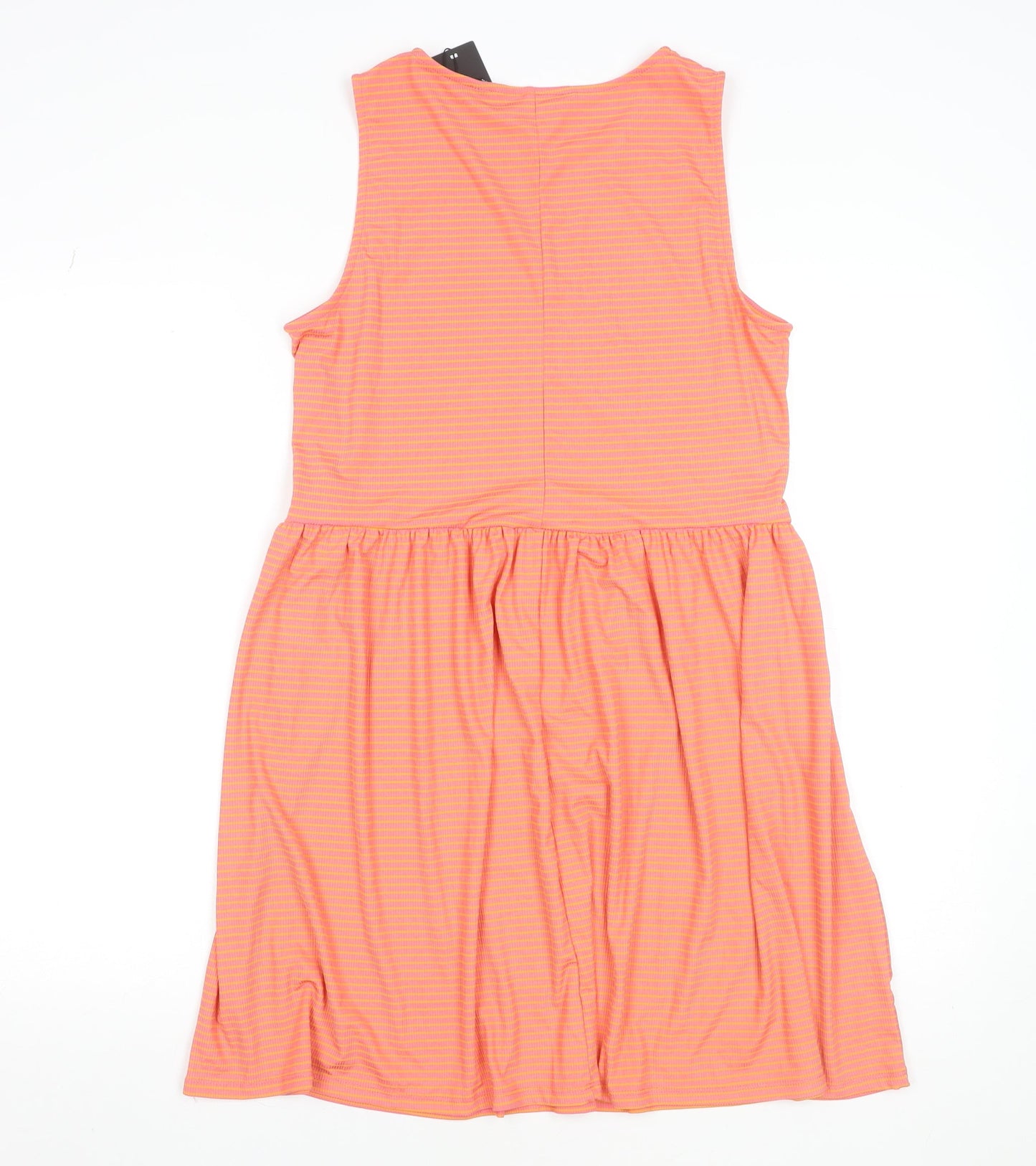 Vero Moda Women's Orange Striped Sleeveless Skater Dress M