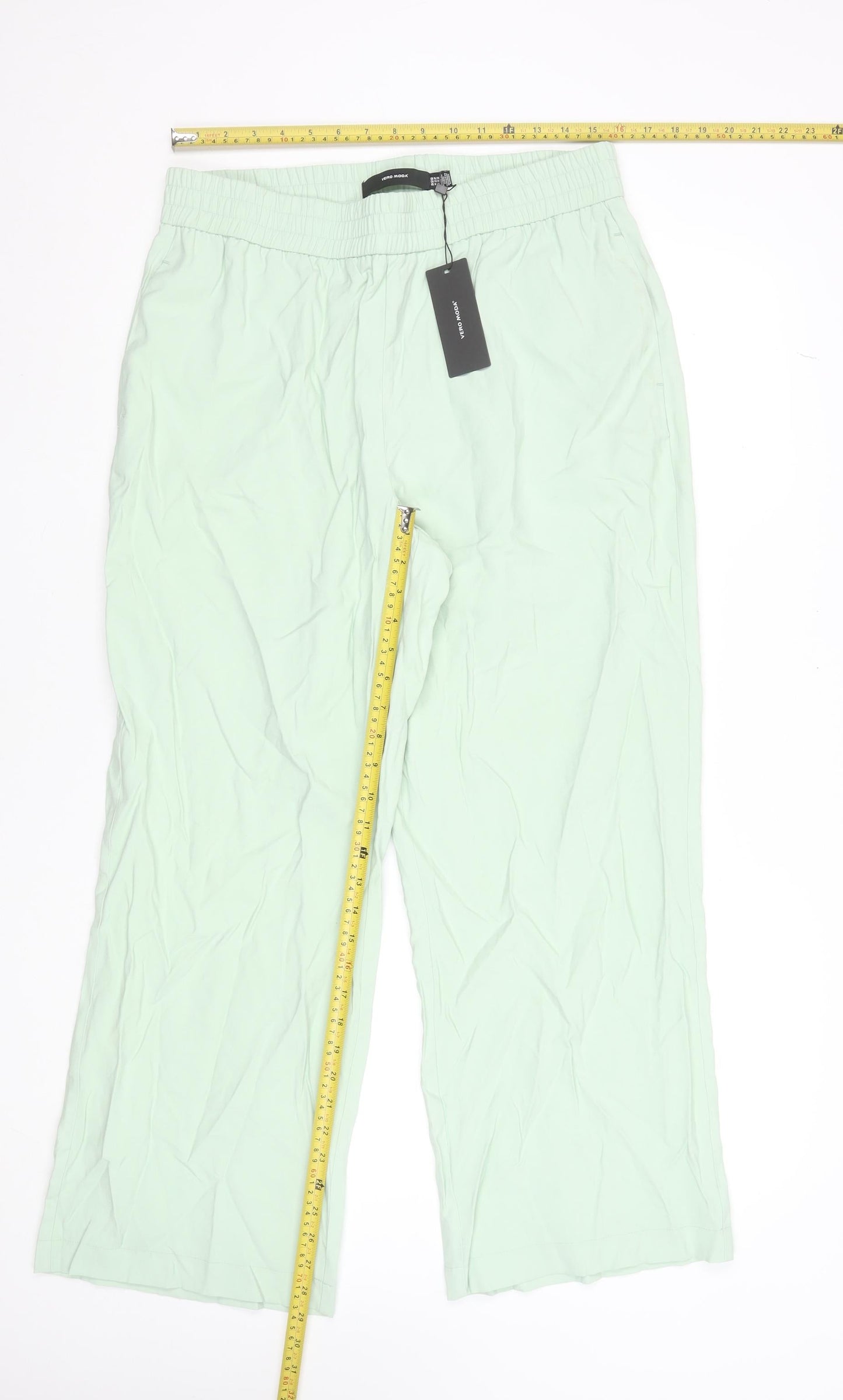 Vero Moda Women’s Mint Green Wide-Leg Trousers XL Viscose Blend