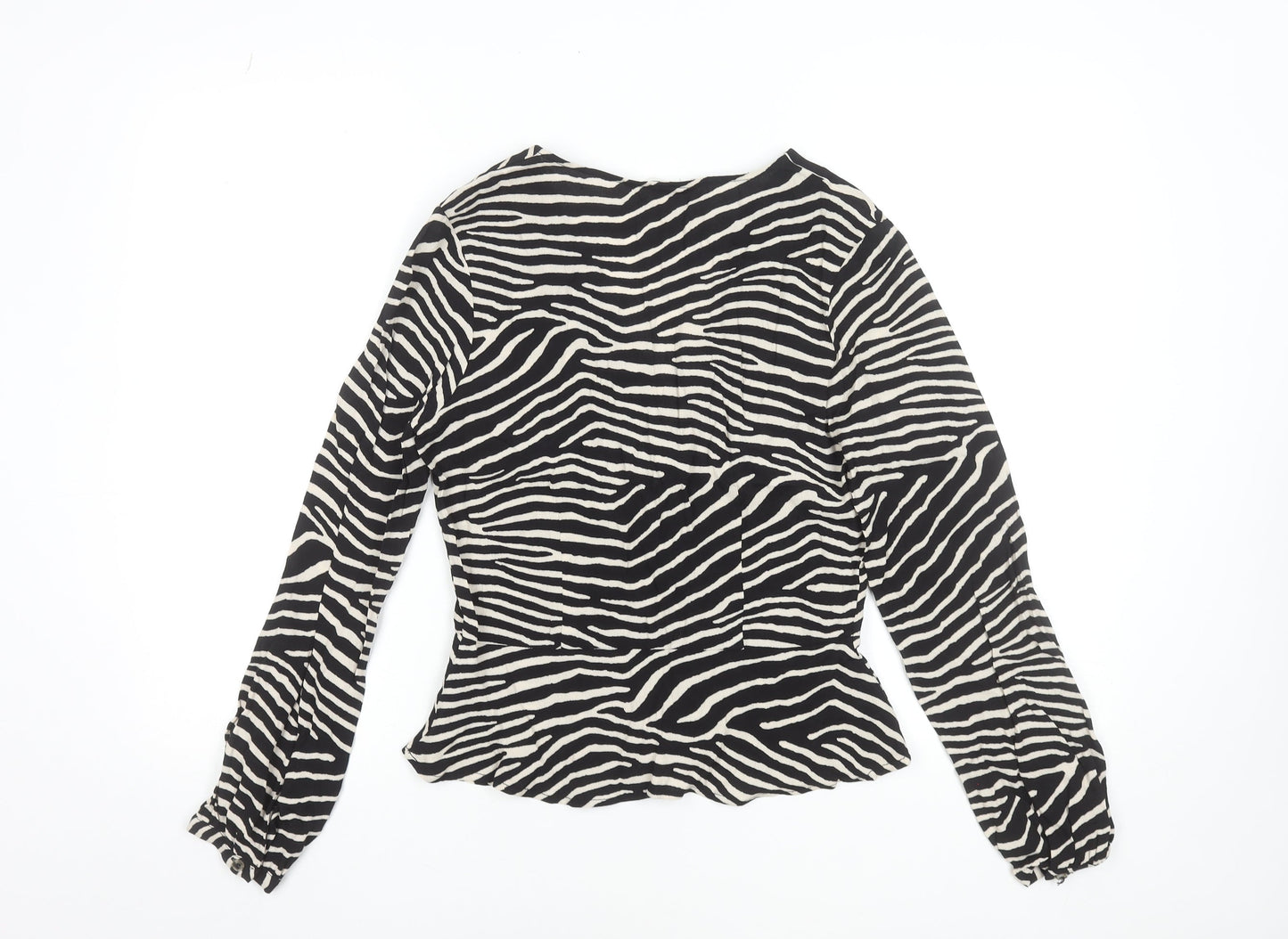 H&M Women's Zebra Print Viscose Button Blouse UK 8