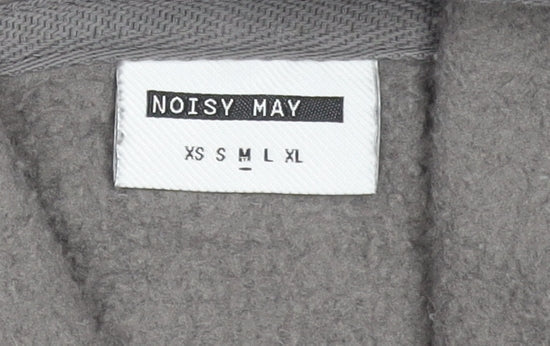 Noisy May Womens Grey Lovers Graphic Pullover Hoodie Size M