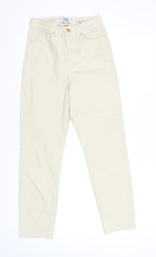 New Look Women Beige Mom Jeans Size 8 High Rise Denim