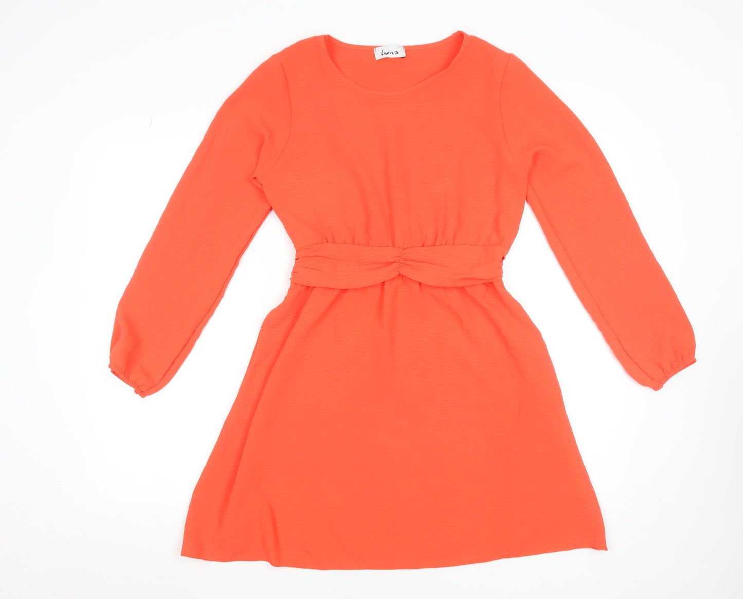 Luna Women's Orange Short A-Line Long Sleeve Dress S/M