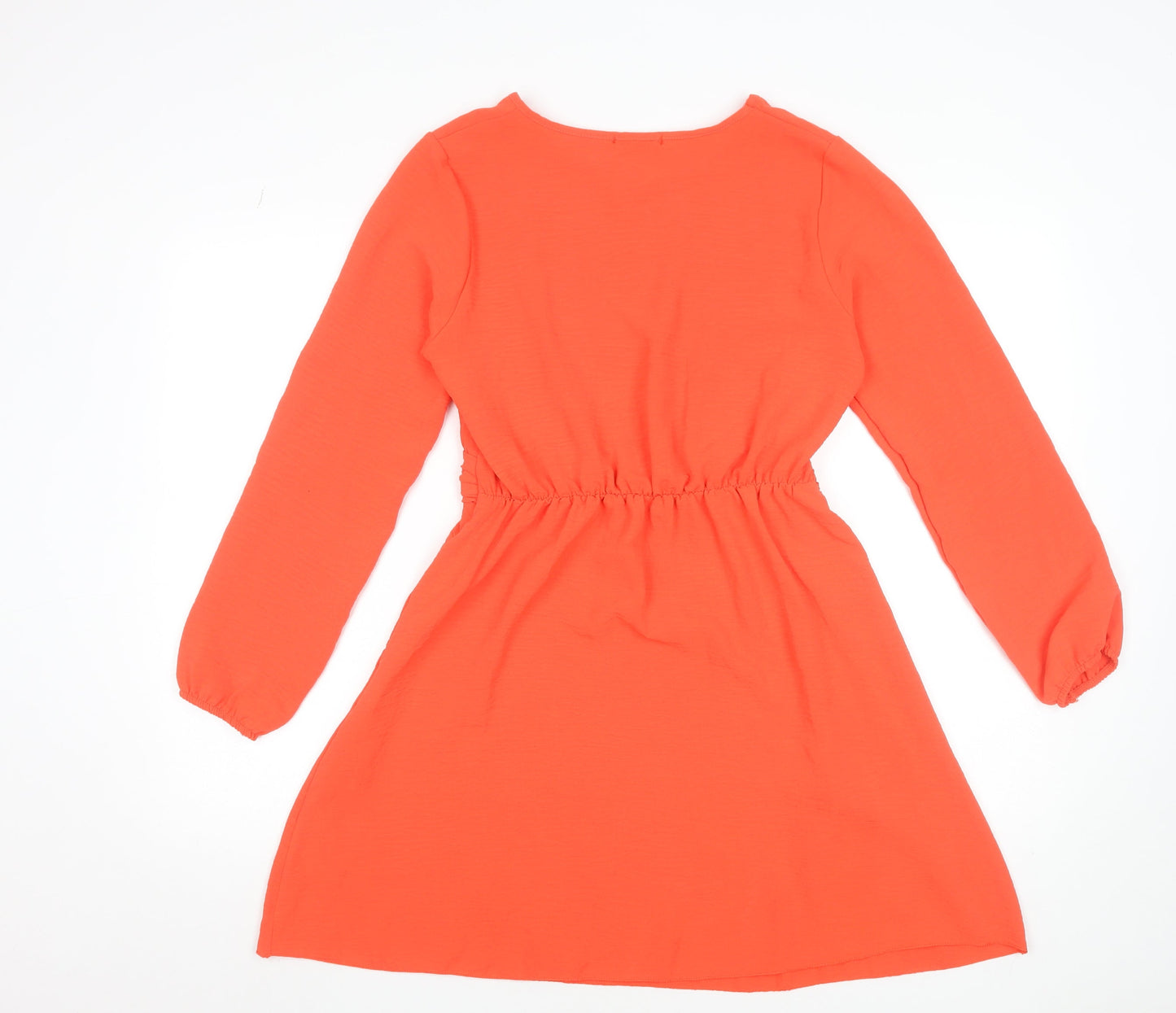 Luna Women's Orange Short A-Line Long Sleeve Dress S/M