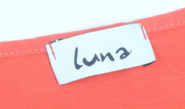 Luna Women's Orange Short A-Line Long Sleeve Dress S/M