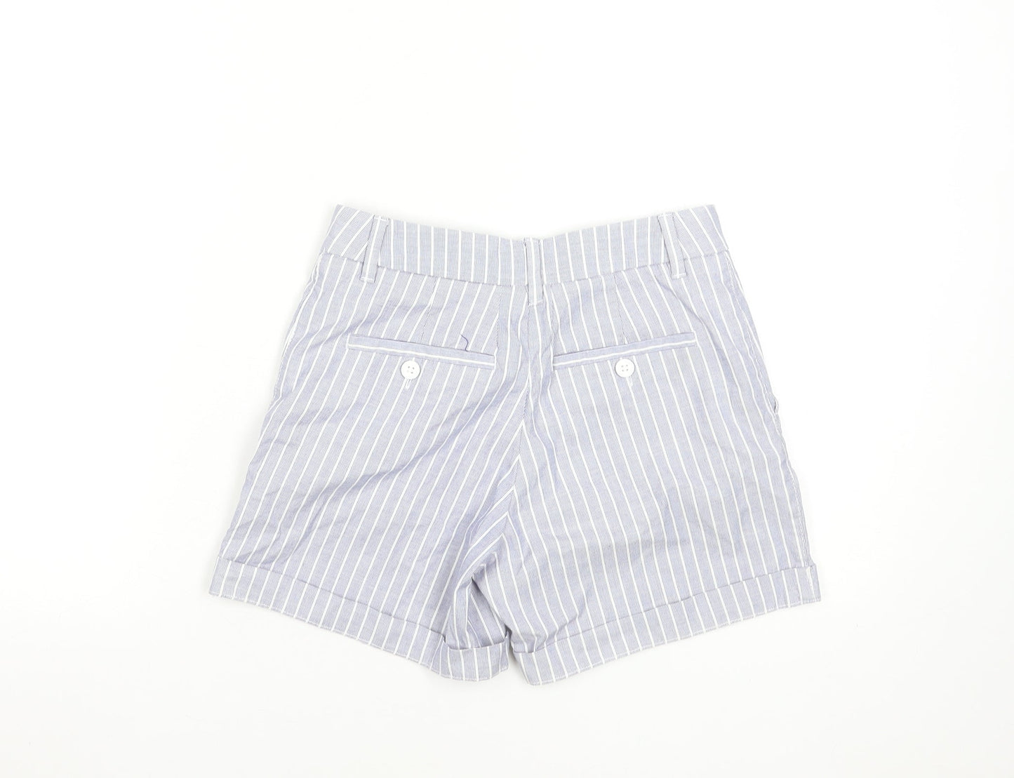 L.O.G.G. Women Blue Striped Chino Shorts Size 6 Cotton Blend