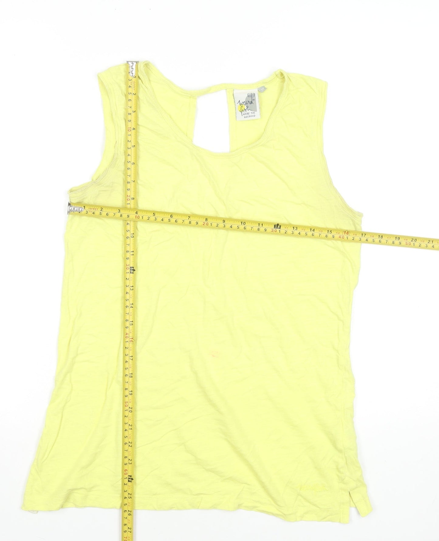 Weird Fish Women's Yellow Cotton Sleeveless Tank Top Size 12