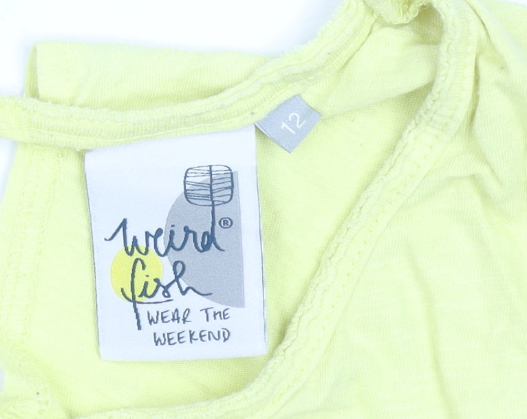 Weird Fish Women's Yellow Cotton Sleeveless Tank Top Size 12