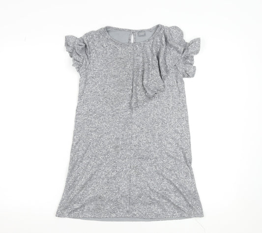 Next Girls Grey Sequin Short Sleeve Shift Party Dress Size 10 Years