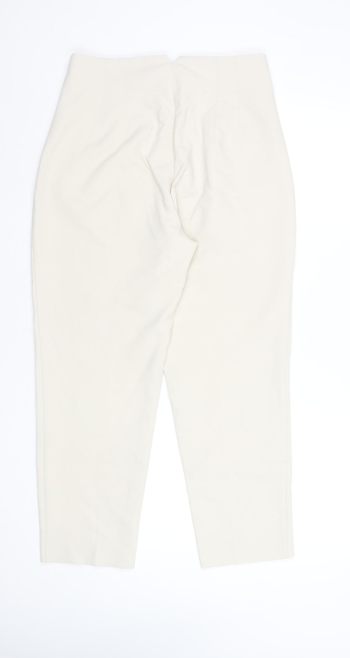 Zara Women Ivory High Rise Slim Tapered Trousers Size L