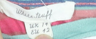 White Stuff Womens Multicoloured Striped Cotton 3/4 Sleeve T-Shirt Size 14