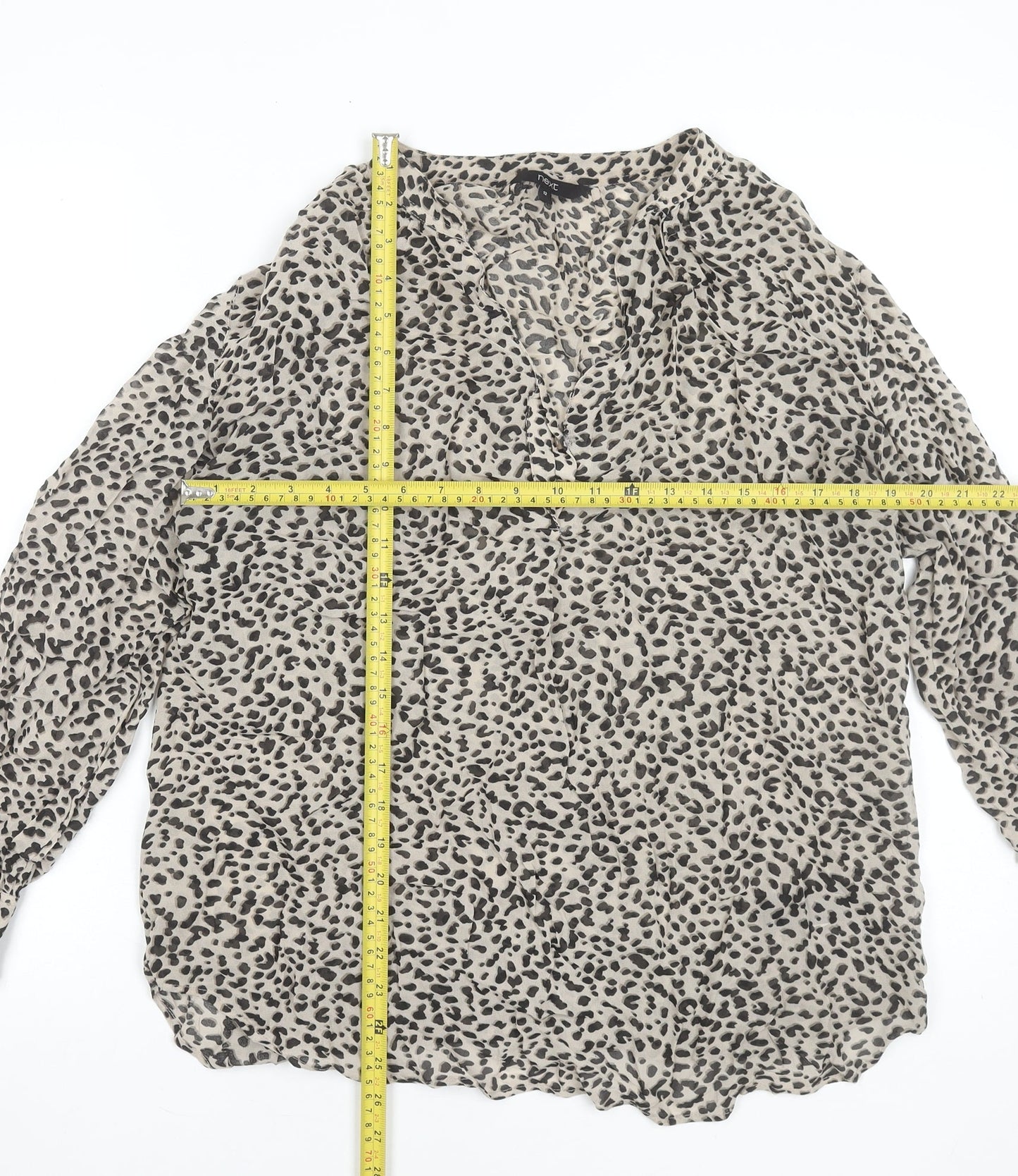 Next Women Beige Animal Print Viscose Tunic Blouse Size 12