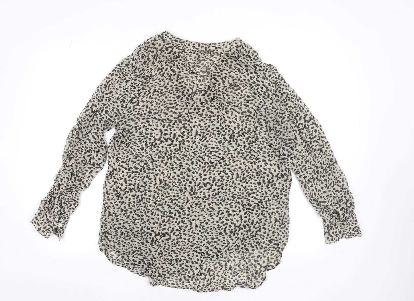 Next Women Beige Animal Print Viscose Tunic Blouse Size 12