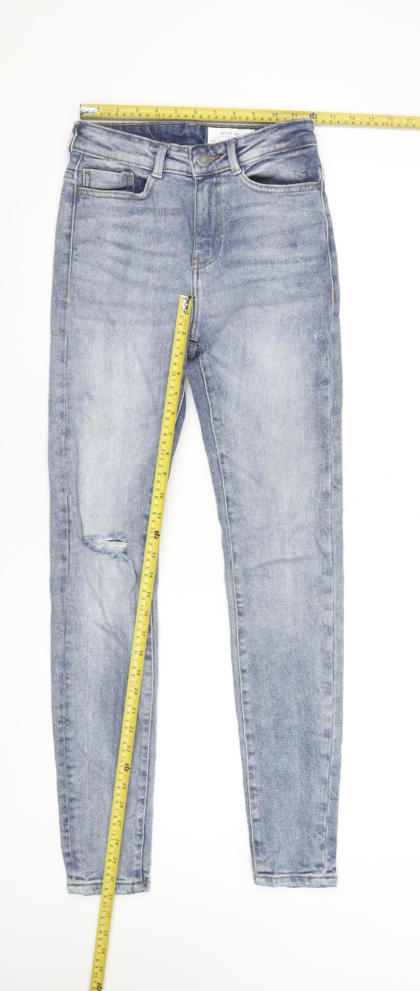 Noisy May Womens Blue Skinny High Waist Jeans Size 8 Regular Fit Denim