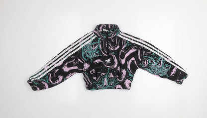 Additional front view of Adidas girls’ multicoloured 7-8 years pullover graphic half zip sweatshirt